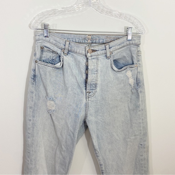 7 For All Mankind 29 High Waist Josefina‎ Boyfriend Ankle Jeans Distressed Light - Picture 3 of 16